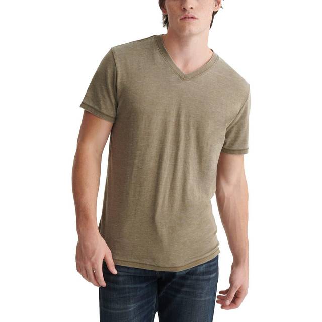 Lucky Brand mens Venice Burnout V-neck Tee T Shirt  Dark Olive  Large US