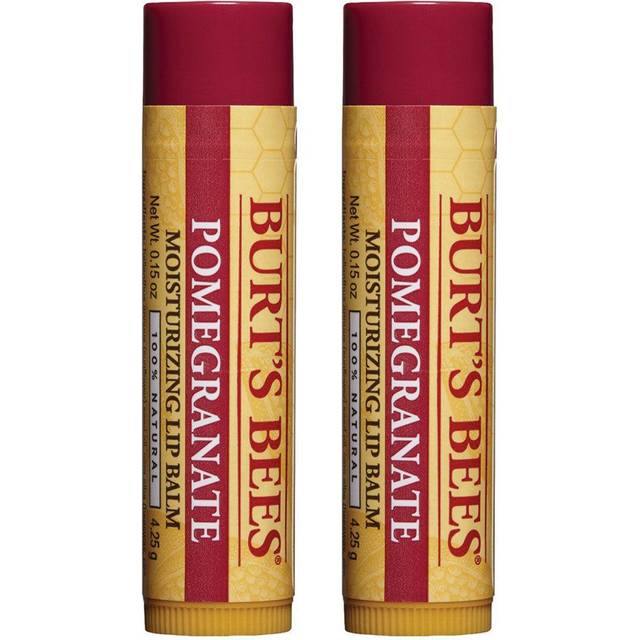 Burt's Bees 100% Natural Moisturizing Lip Balm, Pomegranate with Beeswax and Fruit Extracts - 2 Tubes