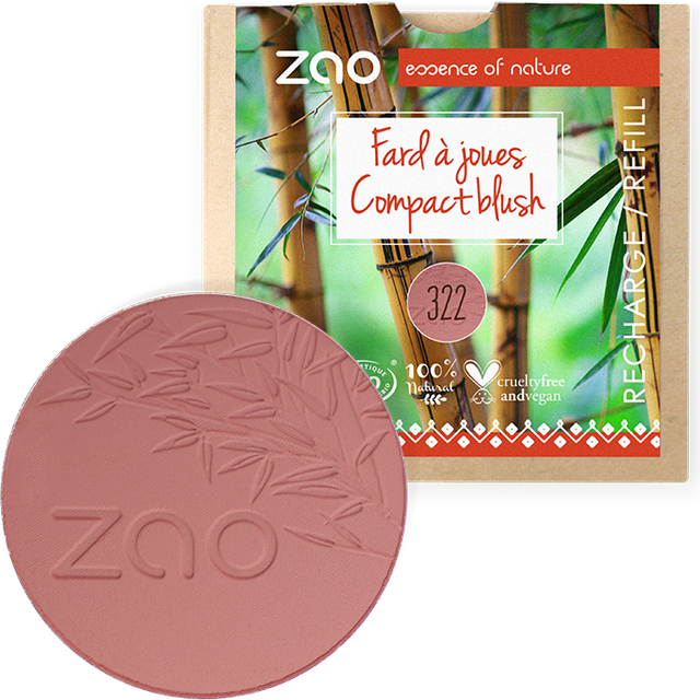 ZAO Økologisk Compact Blush, 322 Brown Pink, Refill, 9 g