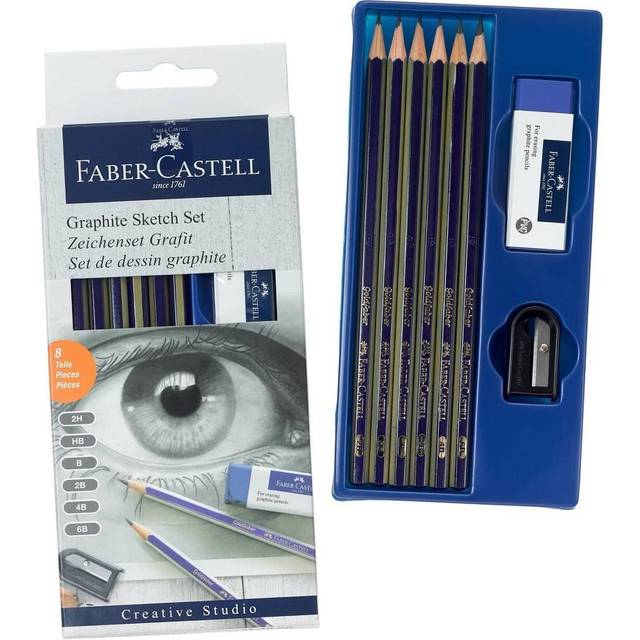 Faber-Castel 114000 8-Piece Creative Studio Graphite Sketch Set  2H  HB  B  2B  4B and 6B