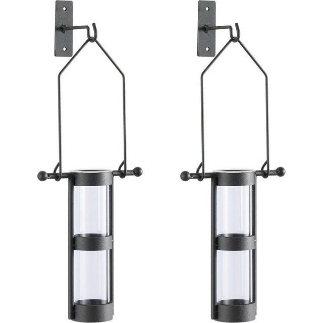 Wall Mount Hanging Glass Cylinder Vase Set with Metal Cradle and Hook