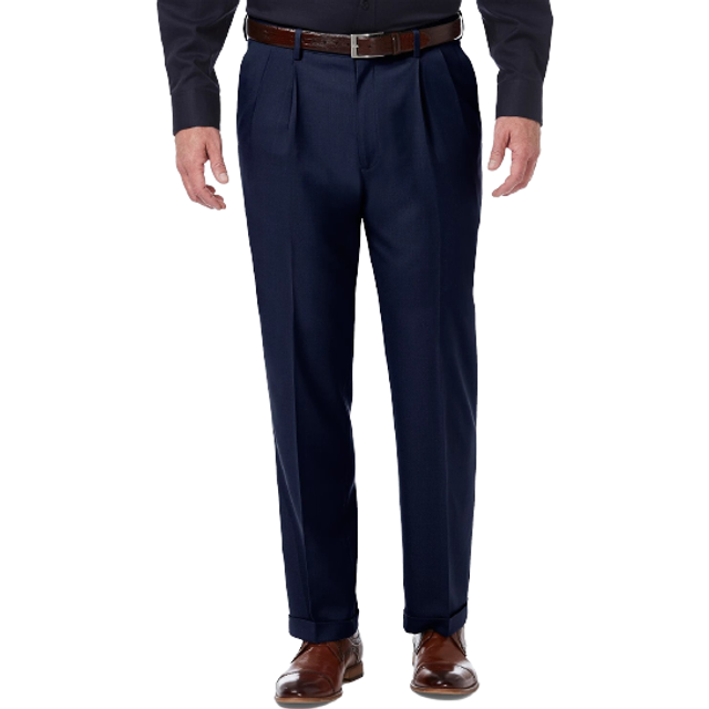 Haggar mens Premium Comfort Classic Fit Pleat Expandable Waist Dress P