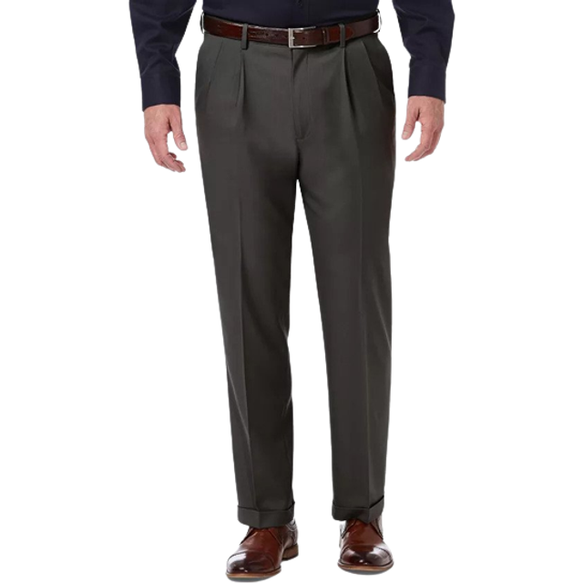 Haggar mens Premium comfort classic Fit Pleat Expandable Waist Dress P