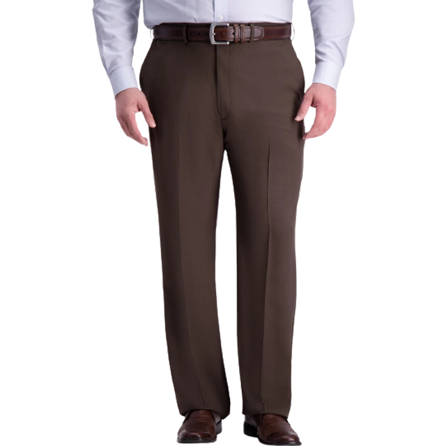 Haggar Men's Premium Comfort Classic Fit Flat Front Dress Pants-Regular and Big & Tall Sizes  Dark Chocolate BT  46W x 30L