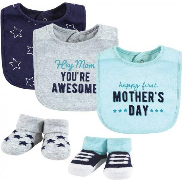 Hudson Baby Unisex Baby Cotton Bib and Sock Set  Boy Mothers Day  One Size
