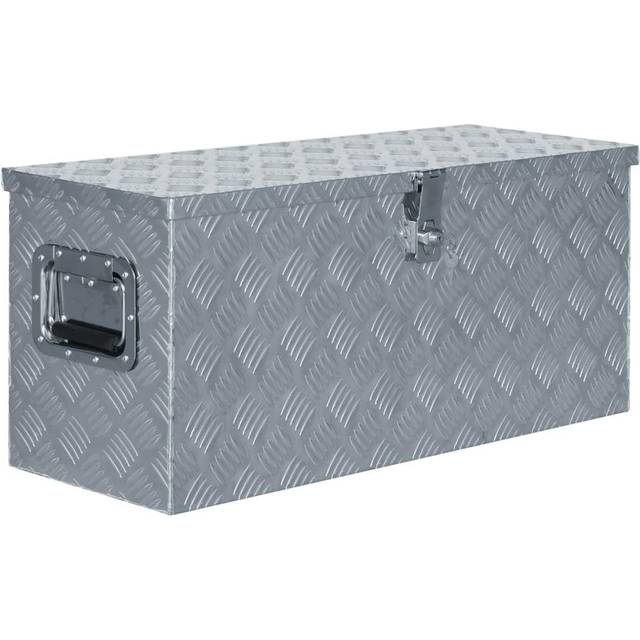 Förvaringslåda aluminium 80x30x35 cm silver