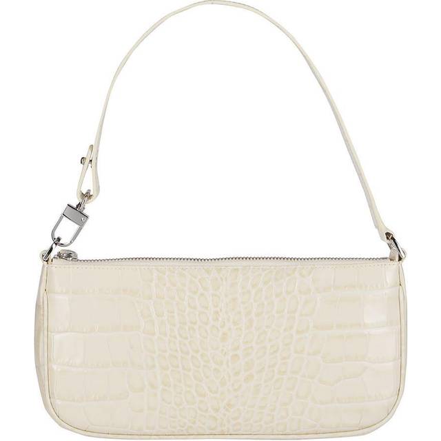 BY FAR Rachel Croc-Effect Leather Bag - Cream