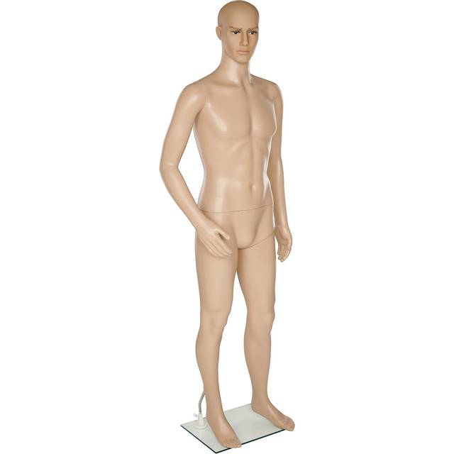 Tectake Adjustable Mannequin With Glass Plate Stand - Male, Cream