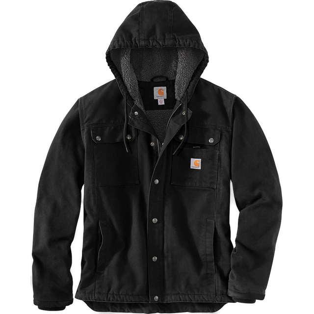 Carhartt Relaxed Fit Washed Duck Sherpa-Lined Utility Jacket - Black