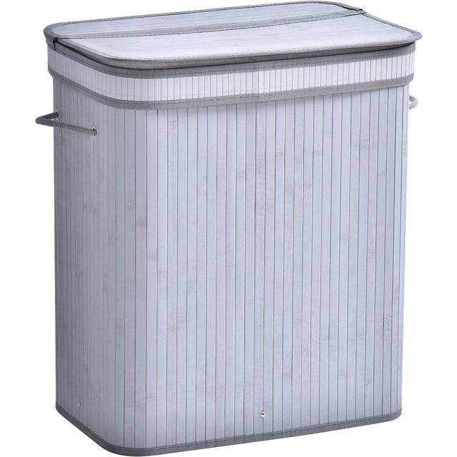 70L Flip Lid Bamboo Laundry Basket Grey - Home Living | TJ Hughes