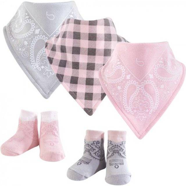 Hudson Baby Unisex Baby Cotton Bib and Sock Set  Cowgirl  One Size