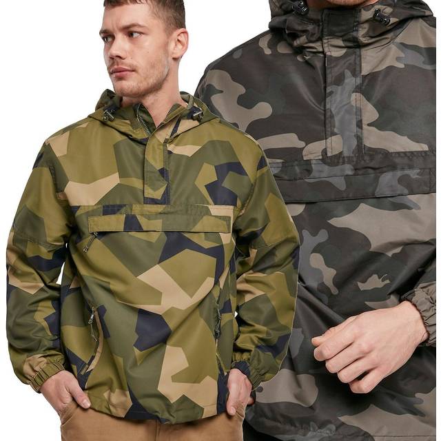 Brandit Summer Windbreaker, regnjacka, anorak, träningsjacka, storlek S till 5XL, grå kamo, S