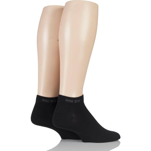2 Pair Black BOSS Plain Cotton Sneaker Socks Men's 8.5-11 Mens - Hugo Boss
