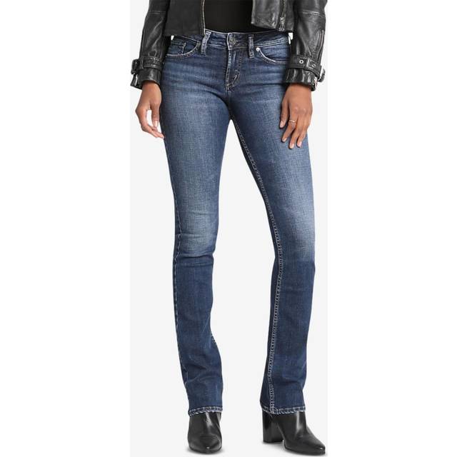 Silver Jeans co Womens Suki Mid Rise Slim Bootcut Jeans  grey Dark Ind