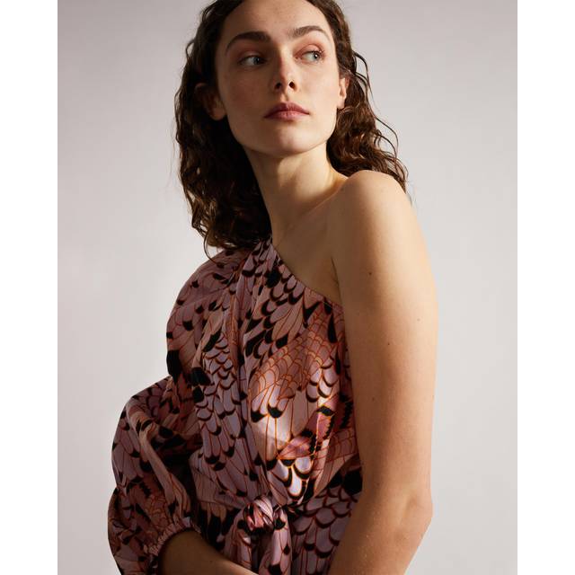 Ted Baker One-Shoulder Linen-Blend Mini Dress