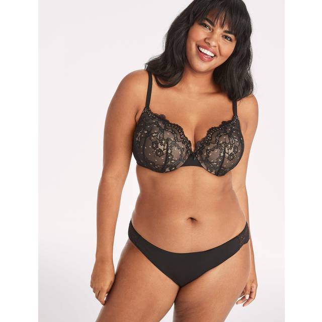 Maidenform Dam Comfort Devotion Tanga-trosor med spets rygg, djurtryck, Svart prick, XL