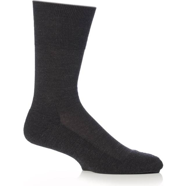 1 Pair Anthracite Melange Airport Plus Plain Virgin Wool and Cotton Cushioned Business Socks Men's 10-11 Mens - Falke - Grey
