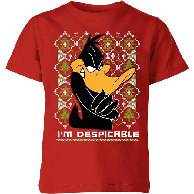 Looney Tunes Daffy Duck Knit Kids' Christmas T-Shirt - Red - 11-12 Years