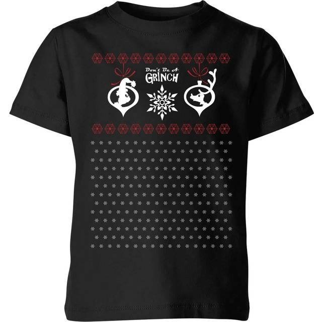 The Grinch Pattern Kids Christmas T-Shirt - Black - 5-6 Years