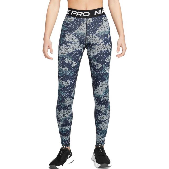 Dri-FIT Printed W träningstights, AVIATOR GREY/BLACK/WHITE, Dam, S
