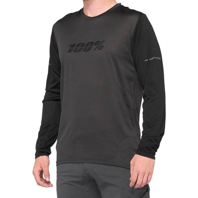 100% Ridecamp Long Sleeve MTB Cycling Jersey - Black/Charcoal