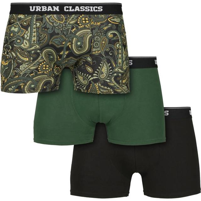Urban Classics Boxershorts för män, snögubbe, julboxershorts, 3-pack, julkalsonger för män, storlekar S–5XL, Grå+mörkgrön + svart, XXL
