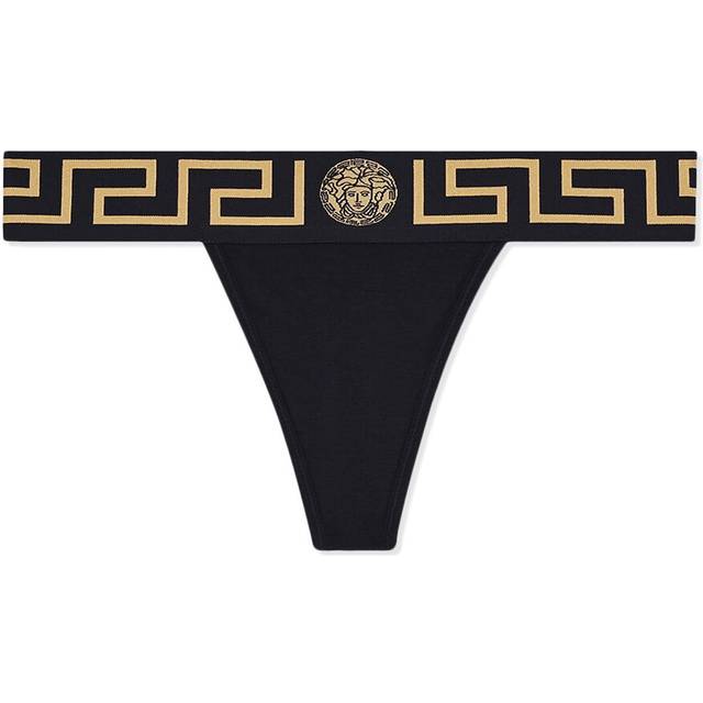 Versace Underwear Black Greca Thong - A1008 Black - 4