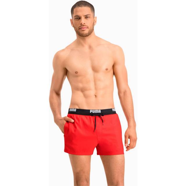 PUMA Logo Men's Short Length Swimming Shorts unisex - vuxen Boxershorts, Röd, M