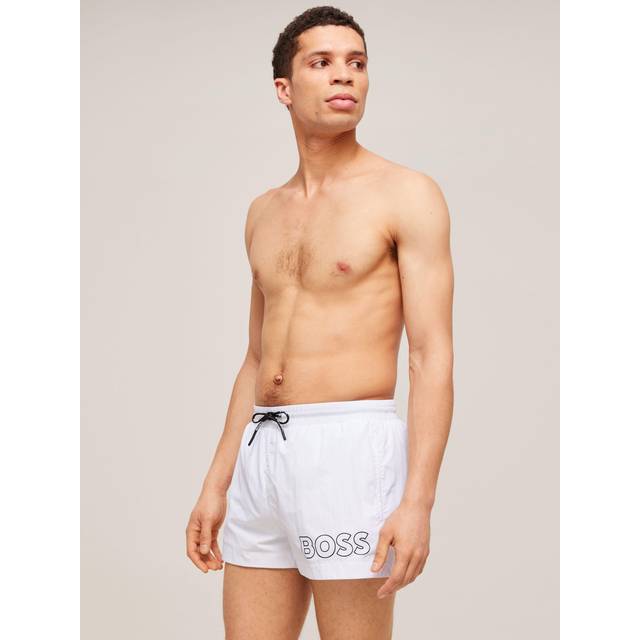 Men's BOSS Orange Mooneye Mens Quick-Drying Swim Shorts with Outline Logo - Black - Size: 37/36/32