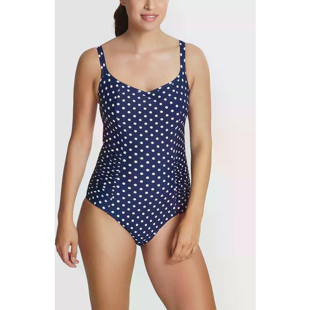 Panache anya spot underwired swimsuit sw1010 navy/ivory tummy support