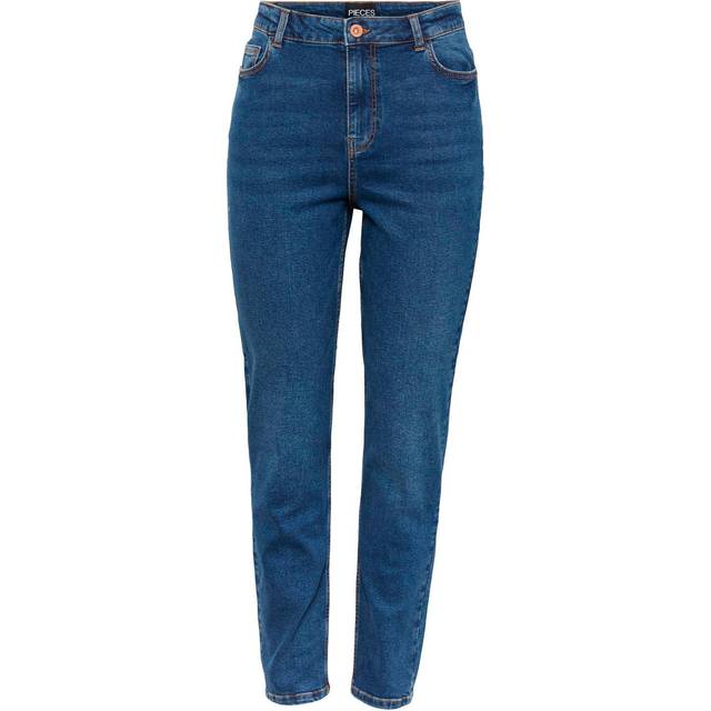 PIECES Kesia High Waisted ankellängd mammajeans, Svart denim, XS