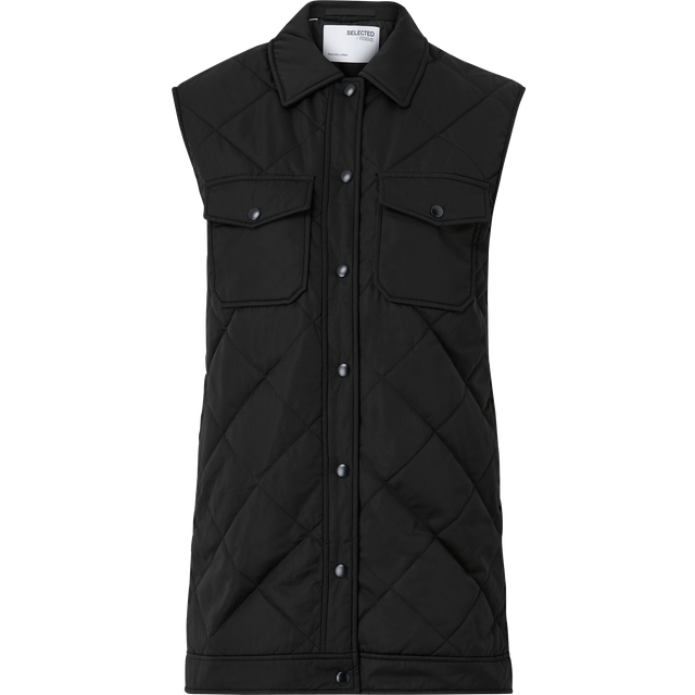 SELECTED FEMME Dam SLFTINNA lång quiltad väst B NOOS quiltad väst, tannin, 36