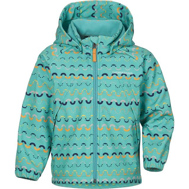 Didriksons Dellen Softshelljacka, Waveprint Turquoise, 130
