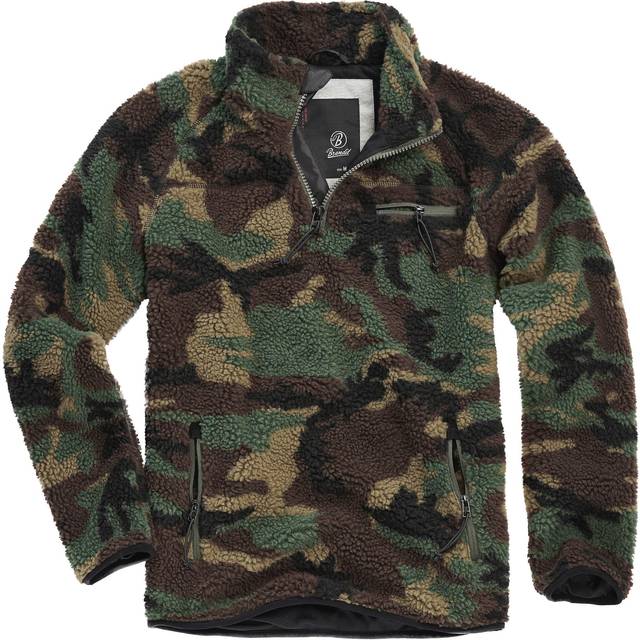 Brandit troyer i teddyfleece vintertröja med fleecefoder jakt utomhus plysch, svart/grå, 5XL