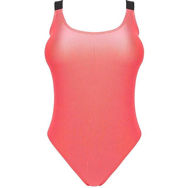 Calvin Klein Intense Power Rib Scoop Plus Swimsuit - Coral - XXL+ * Kampanj *