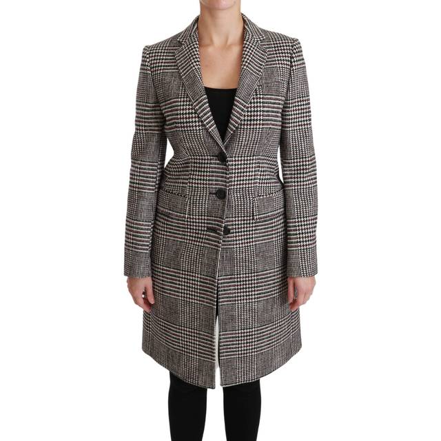 Elegant Multicolor Checked Knee-Length Jacket Coat - IT40|S