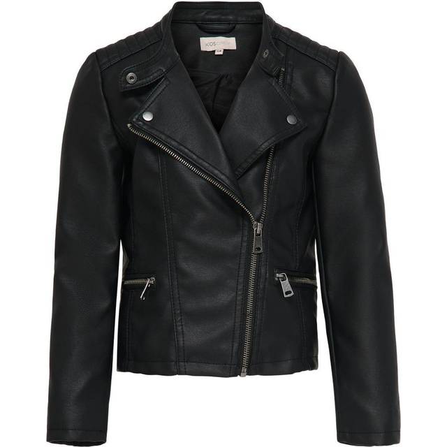 Faux Leather Biker Jacket - Black - 10Y (138CM)