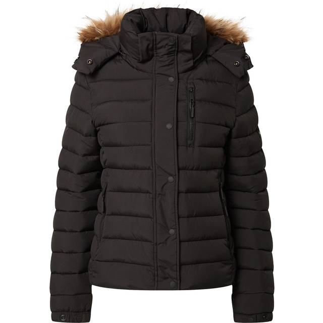 ClassicPuffer Jacket with fake fur Superdry Fuji - Noir