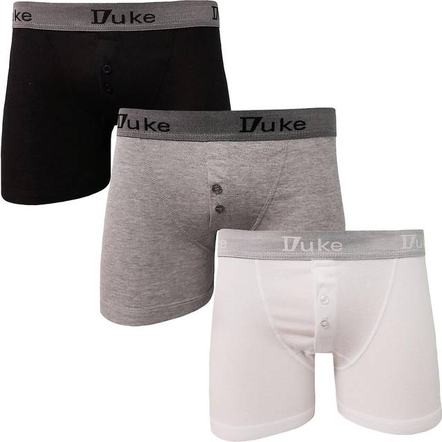(Small, Black/Grey/Navy) Duke London Mens Driver Boxer Shorts (Pack Of 3)