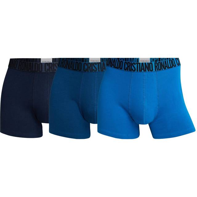 (S, Navy/Blue) CR7 Mens Cristiano Ronaldo 3-Pack Cotton Breathable Trunk Boxer Briefs