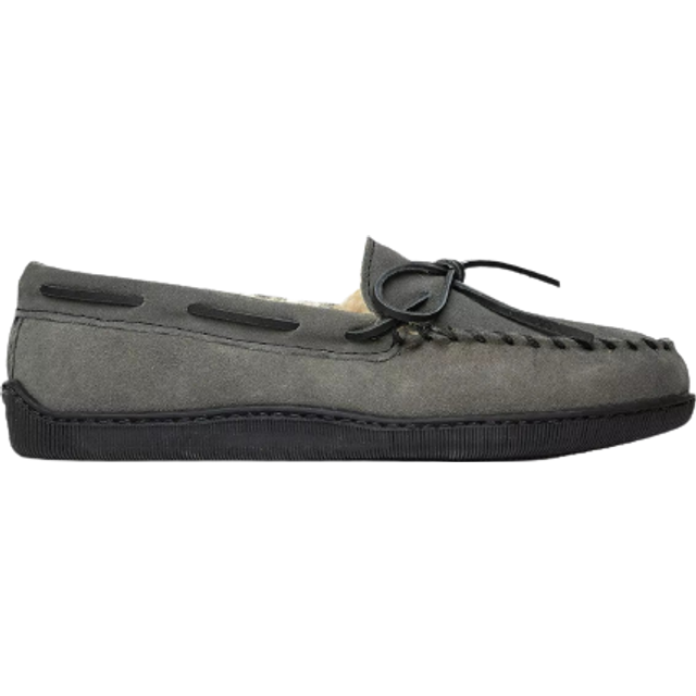 Minnetonka Womens Sheepskin Hardsole Moccasin Slipper Gray Size 8