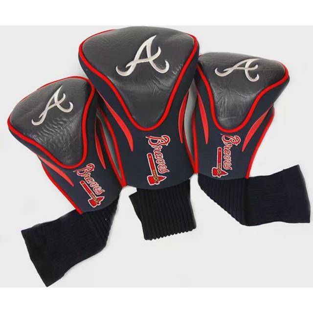 Team Golf MLB Atlanta Braves kontur golfklubba huvudbonader (3 räkna), numrerade 1, 3 & X, passar överdimensionerade förare, nytt, räddning och Fairway klubbar, velourfodrad för extra klubbskydd