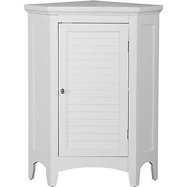 Teamson Home Wooden Bathroom Corner Standing Cabinet - White, White