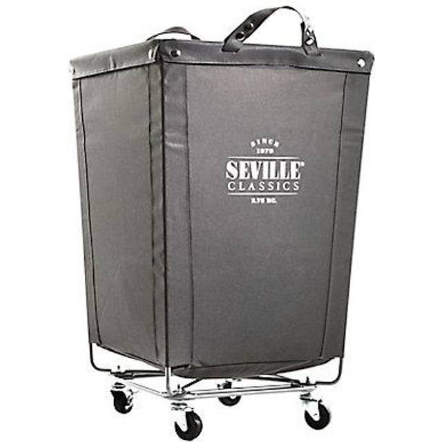 Seville Classics Large Commercial Heavy Duty Rolling Steel Frame Laundry Hamper Canvas Cart Bin w/Wheels for Hotel Home Closet Bedroom (Patent