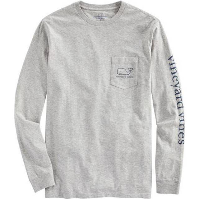 vineyard vines Men's Long Sleeve Vintage Whale Pocket T-Shirt  Gray Heather  Small