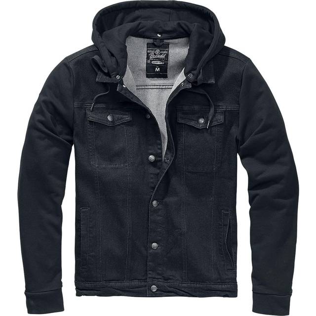 Brandit cradock denim sweat jacket mens trucker long sleeve vintage black/black