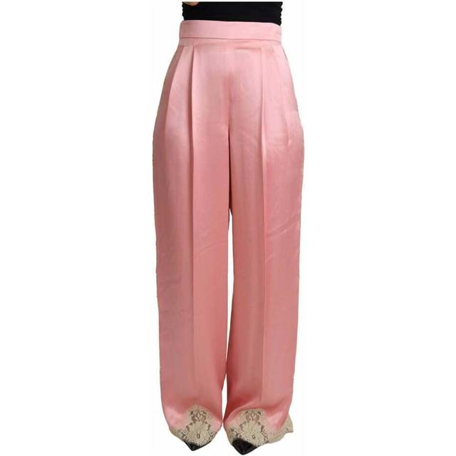 Silk Blend Satin Wide-Leg Pants in Pink - IT42|M