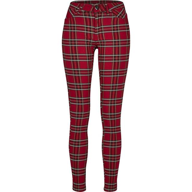 Trousers woman Urban Classic skinny tartan - Rouge - 31
