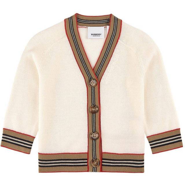 Icon Stripe Intarsia Wool Knit Cardigan - Off White (12M - 18M - 24M - 10A - 12A)