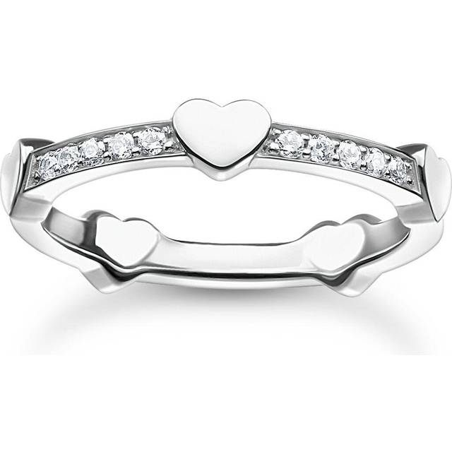 Thomas Sabo Ring pav&#xE9; with hearts silver white TR2391-051-14-50 - silver-coloured/white